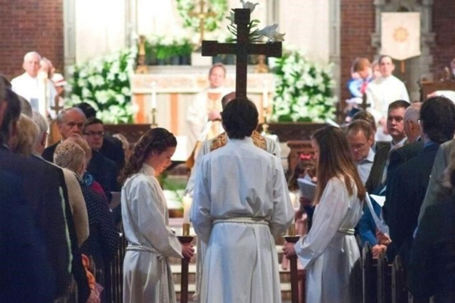 The Gospel Procession during Easter worship at Parish of the Epiphany