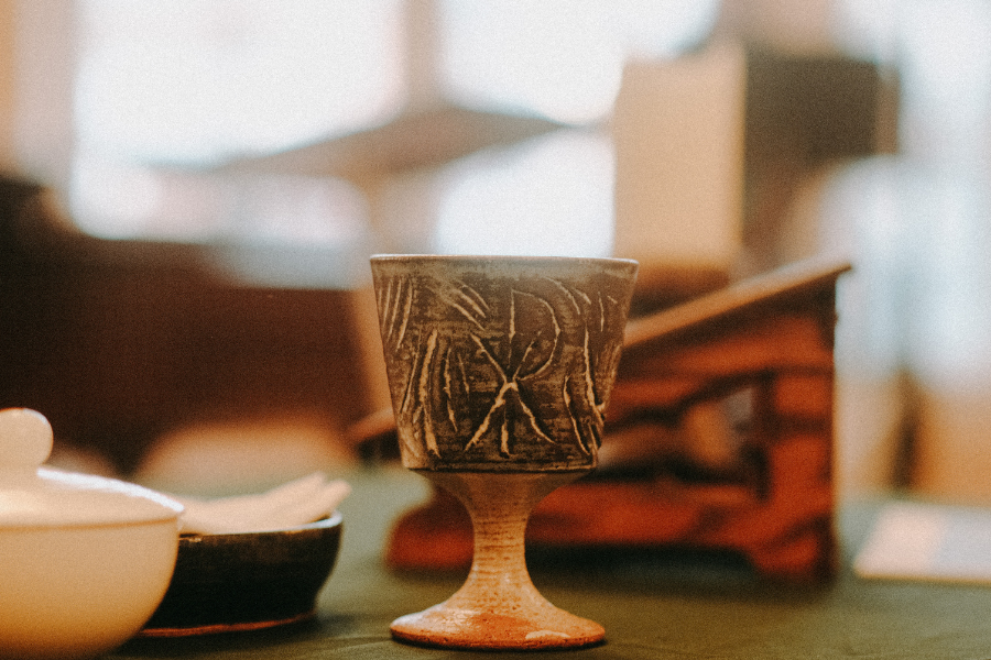 Pottery chalice used during Parish of the Epiphany's contemporary Word & Table services