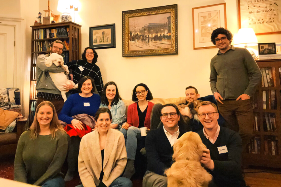 Young adults at Epiphany's 20s, 30s, and Early 40s Group gathering in January 2024